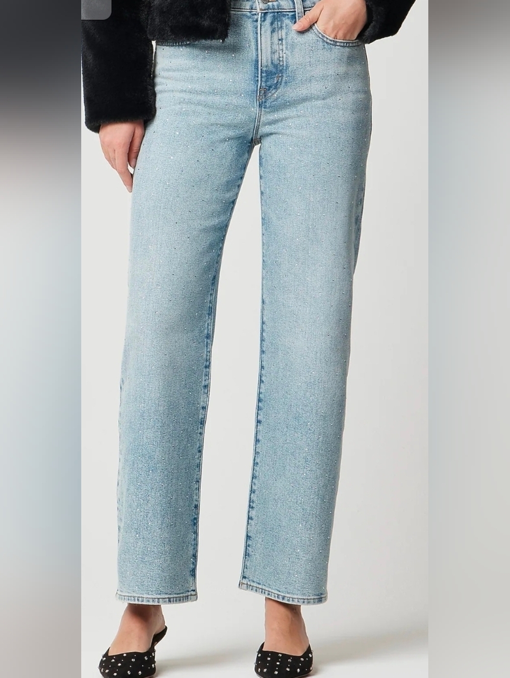 J. Crew Factory Embellished Full Length Slim Wide Leg Jeans 31P